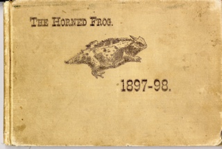 The 1898 yearbook, called the Horned Frog, featured a picture of a horned lizard on the cover