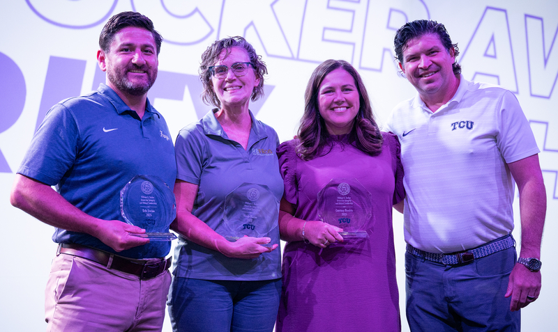Courtney Hendrix, Neeley School of Business; Erik Trevino, Facilities Department; Wendy Macias, Bob Schieffer College of Communication