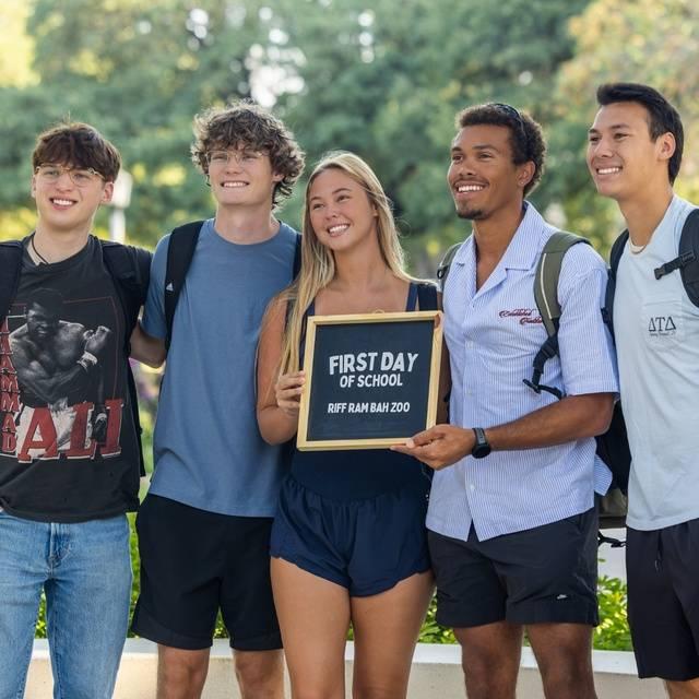 TCU students on the first day of classes. 