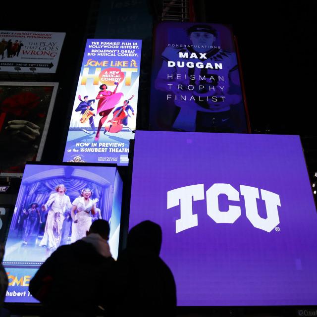 TCU turns Times Square purple